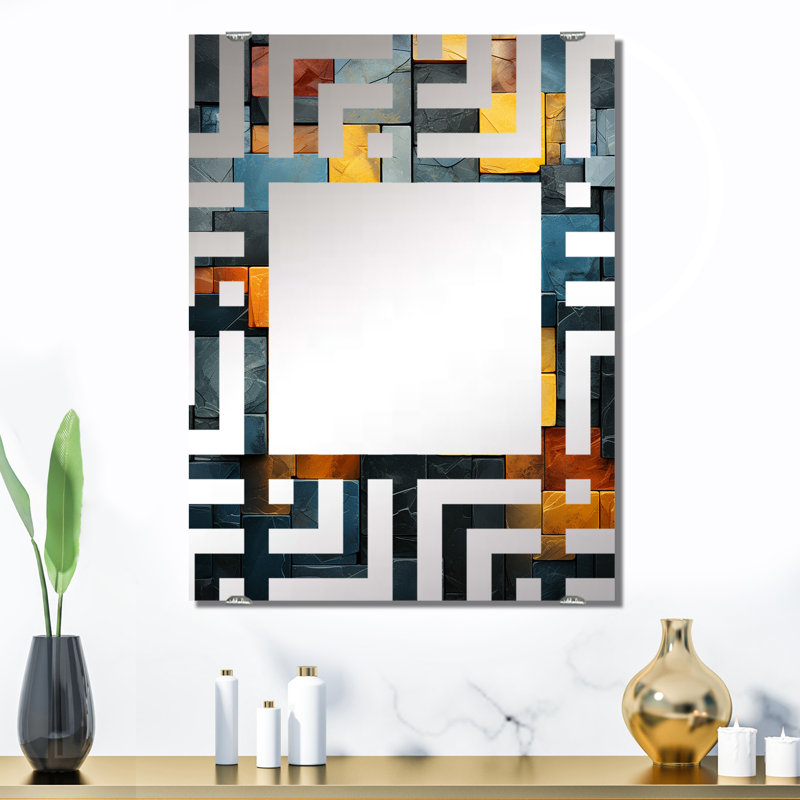 Shou - Grand miroir mural en marbre abstrait, 32 po x 24 po
