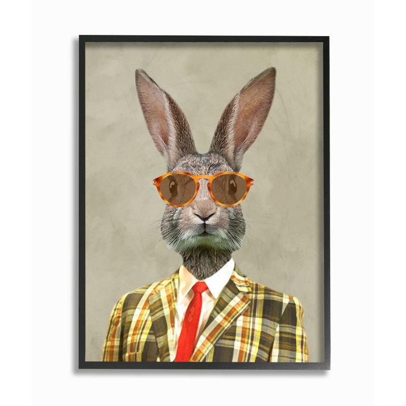 Décoration murale Chantra Rabbit Man Portrait Kids, H 20 po x l 16 po x P 1,5 po, Giclée encadrée noir minuit