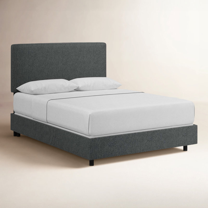 Lit tapissier standard en coton Marquise, Très grand, Tweed Sustain bleu marine Milsap