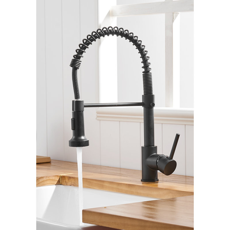 Matte Black Stainless Steel Pull-Down Kitchen Faucet with Spray