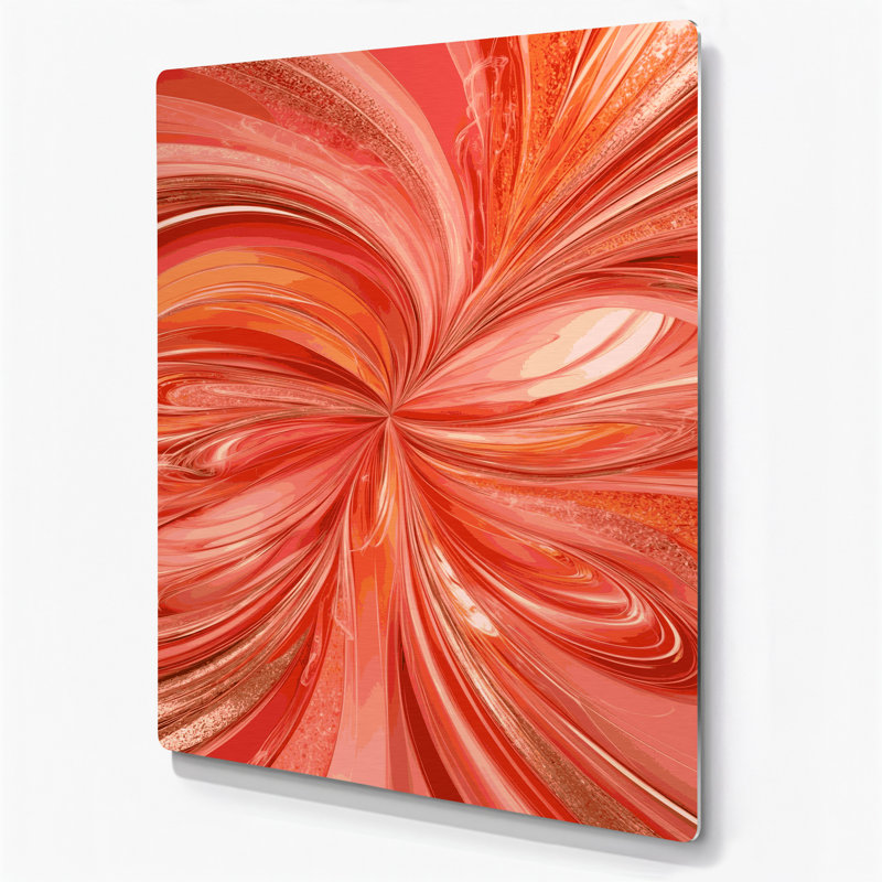 Digital Abstraction 15 Orange Metal Wall Art, 14" H x 11" W