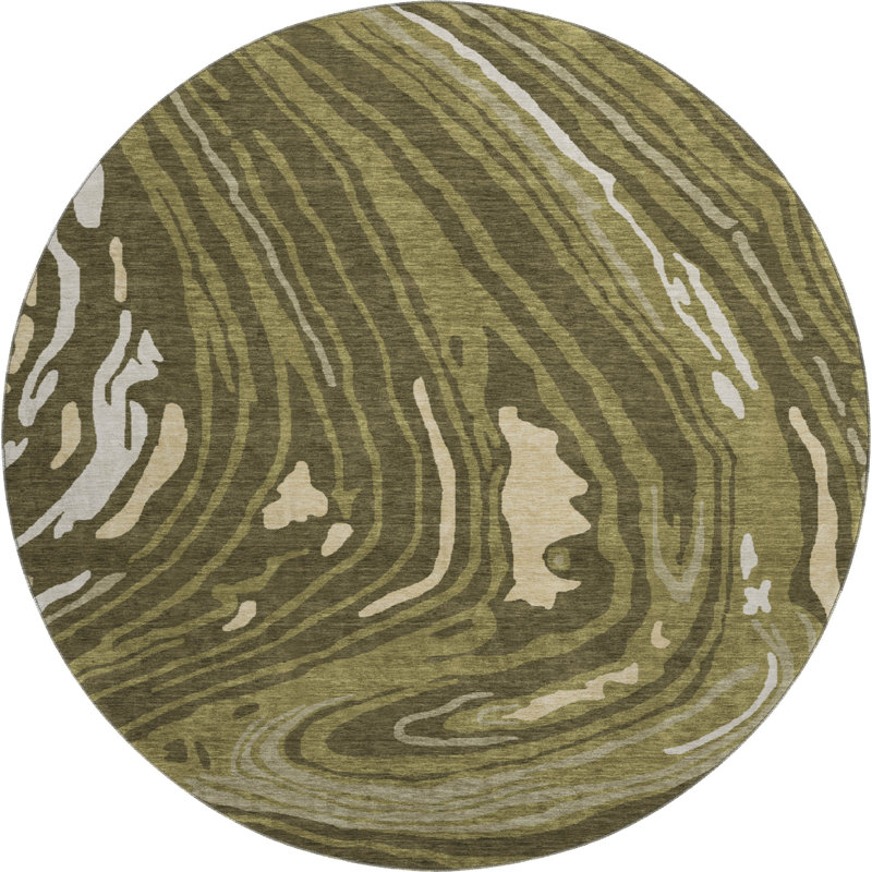 Premium Machine Washable Cossette AMF1051 Swirls Rug, Rond 8 pi