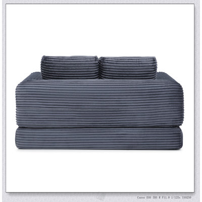 Canapé-lit pliant convertible 2-en-1, canapé-lit en velours côtelé moderne avec 2 coussins, causeuse futon rembourrée avec lit escamotable pour le salon