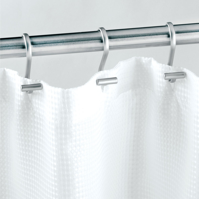 Chrome T-Bar Metal Shower Curtain Hooks Set of 12
