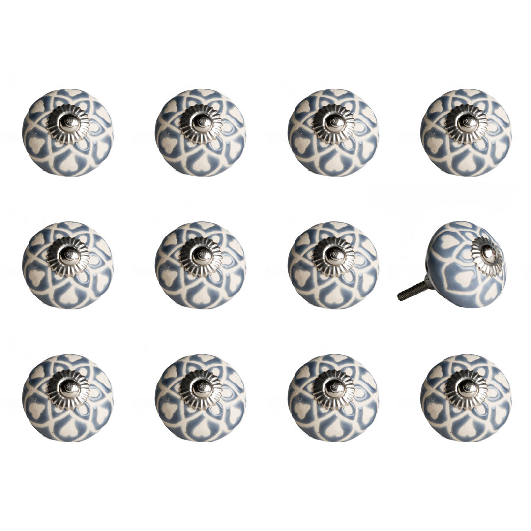 Hand Painted 1 1/2" Diameter Mushroom Knob (Set of 12) Taj Hotel