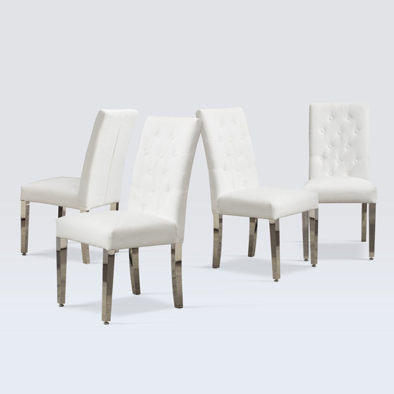 Set Of 4 Tufted Parsons Mino, White