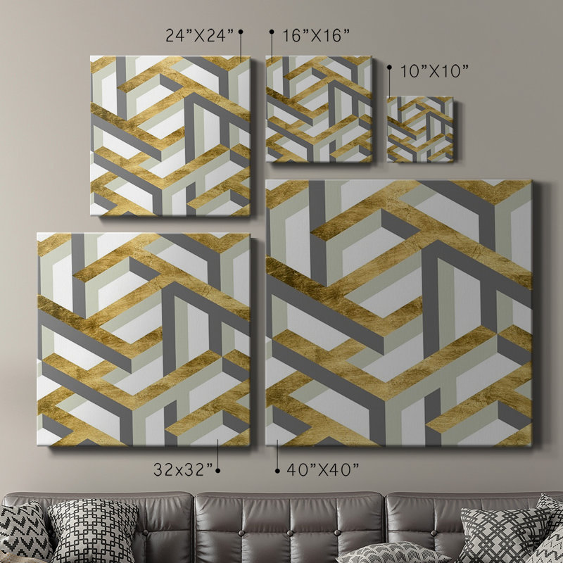 «Geometric Landscape II», toile tendue avec châssis de qualité supérieure - prête à être accrochée, H 24 po x l 24 po