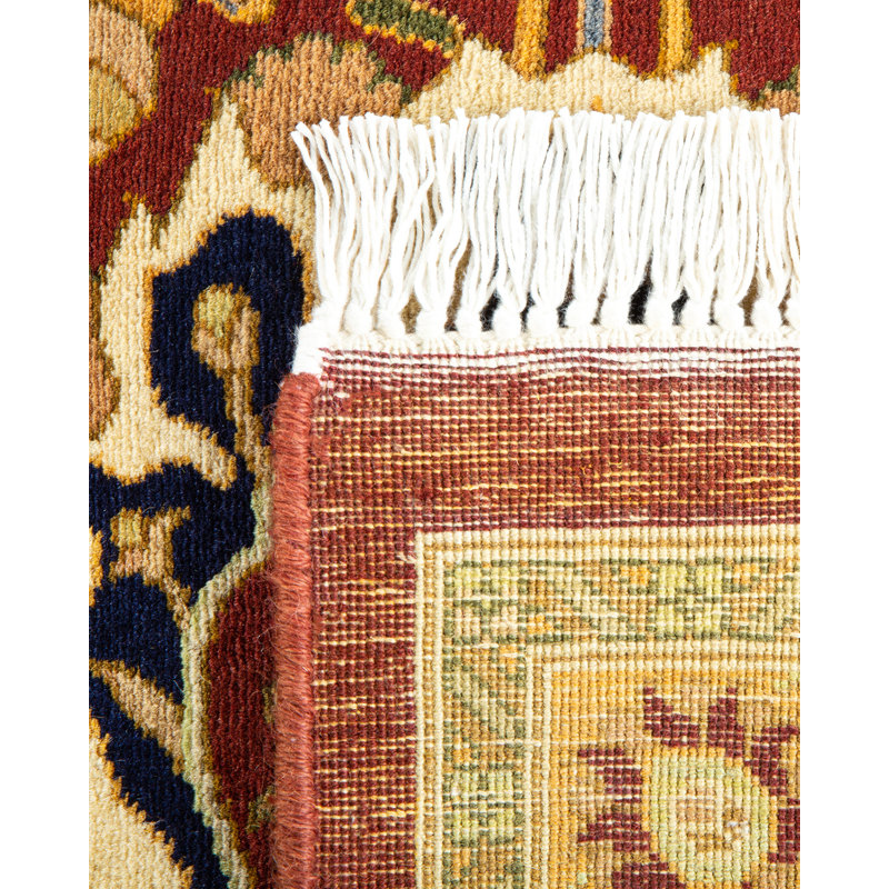 Tapis unique noué à la main Keenan - rouge, 8 pi 2 po x 10 pi 2 po