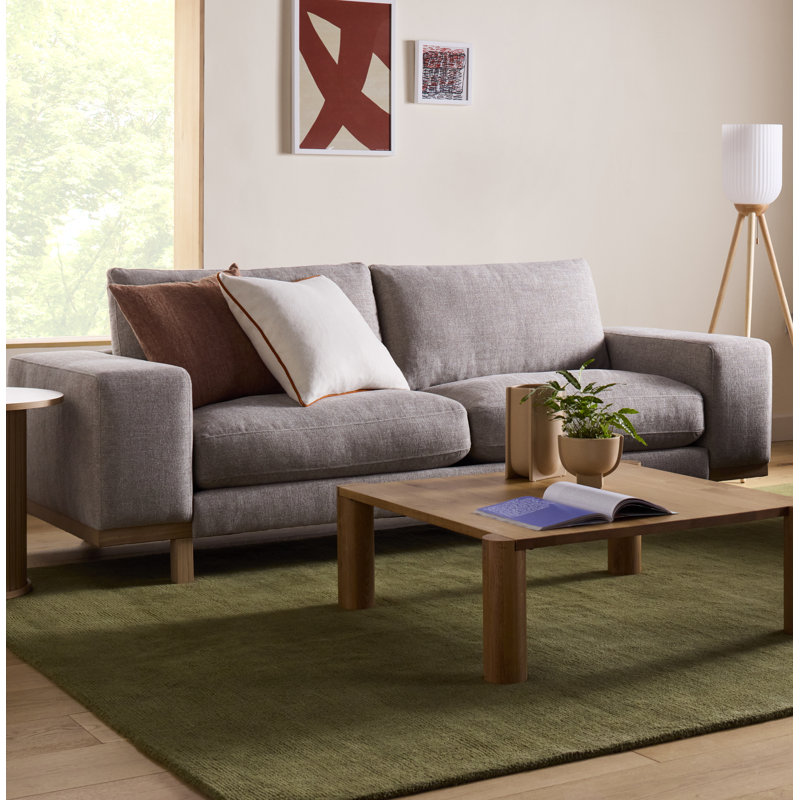 Arnette 97'' Velvet Sofa, Brent Cloud Basketweave
