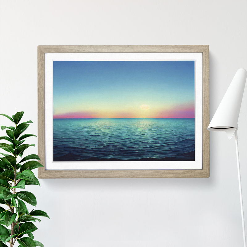 XH1022-7575X Rose Sky Above The Ocean Vol.3 - Single Picture Frame Painting, 34cm H x 46cm W x 2cm D, Oak 