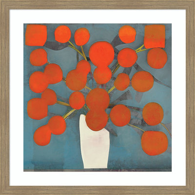 Abstract Orange Flowers Print by Elena Ray