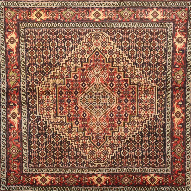 Tapis rouge à motif sud-ouest, Carré 3 pi