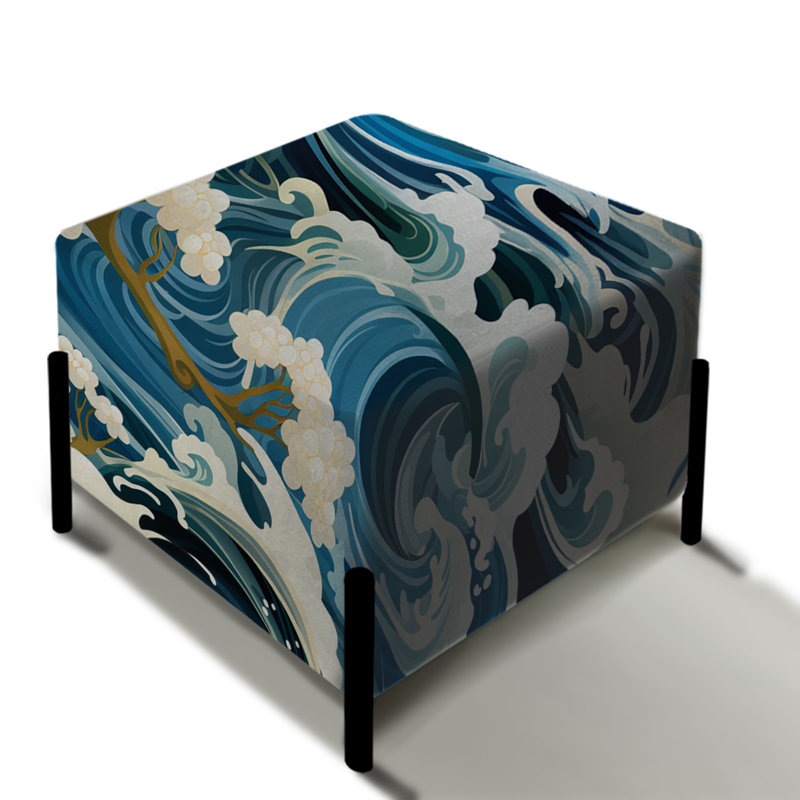 Water Elements - Japan Wave Square Ottoman