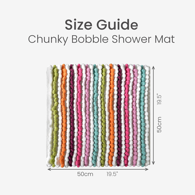 Kupar Chunky Bobble Square Bath Mat, Multi Bright