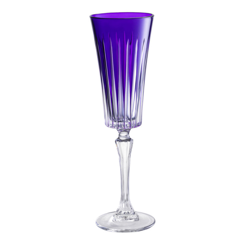 Colored Champagne Flute Glasses - Purple Toasting  Flute Glass - Set of 6 -  7 oz -Made in Europe, Purple