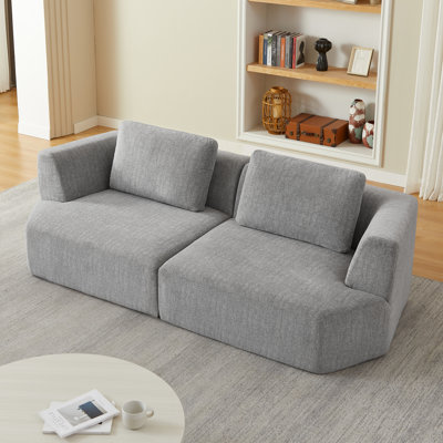 Surdimensionné gris à 3 places avec tissu chenille, aucun assemblage requis, peu encombrant pour les espaces confortables, doux au toucher, appartement compressé à fermeture éclair facile à nettoyer, assemblage, salon confortable, éponge