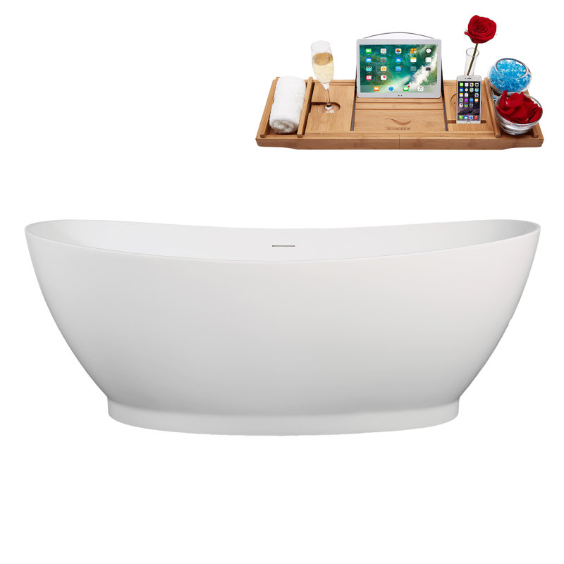 Baignoire autoportante 67 "avec drain interne Streamline, Bronze brossé