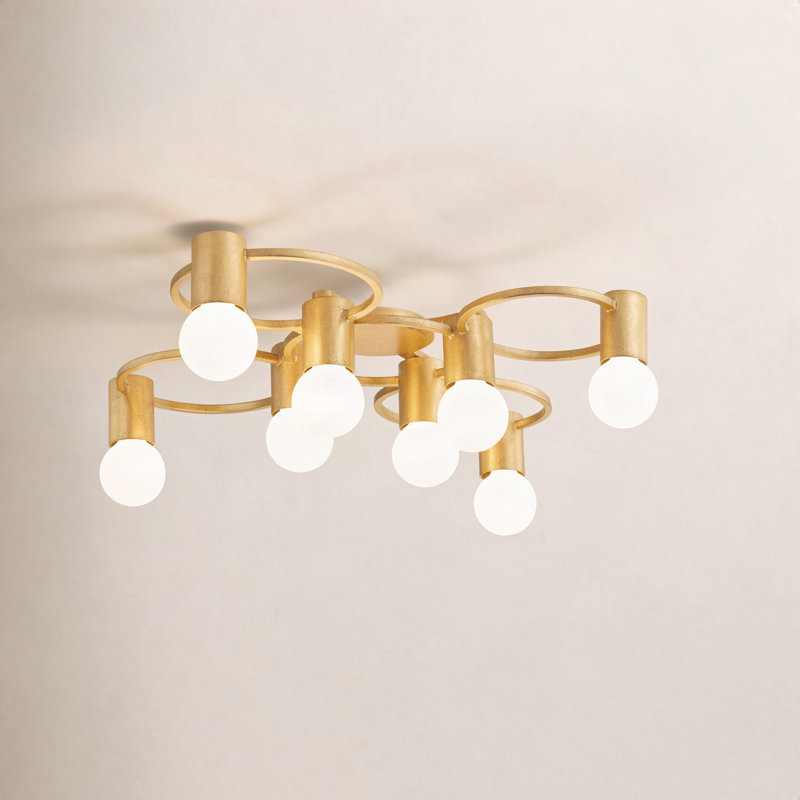 Plafonnier encastré 8 lumières 28 po Nique, Feuille d'or
