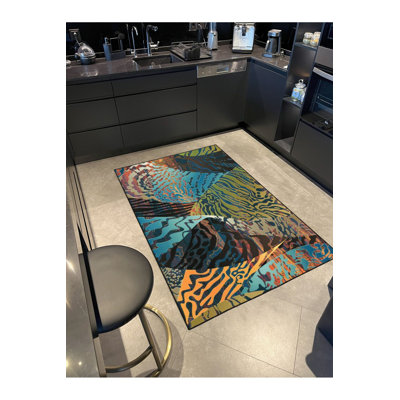 Modern Colourful Patterned Woven Base Washable Rug