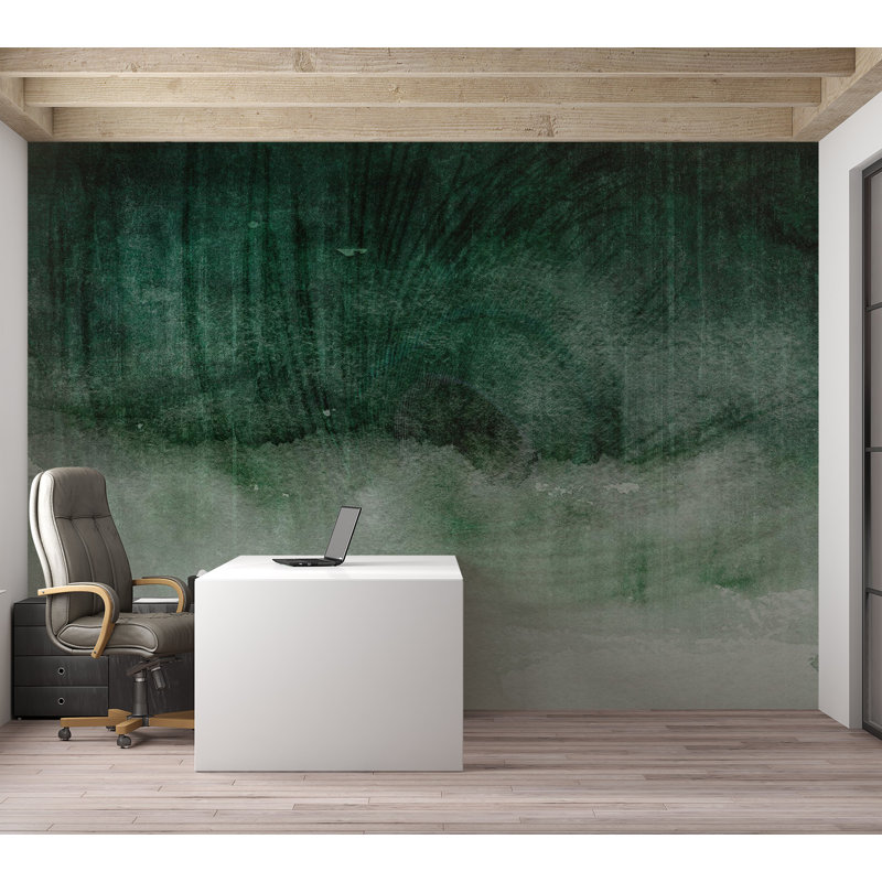 Murale pelez et collez - Expression de béton vert, L 154 po x L 110 po