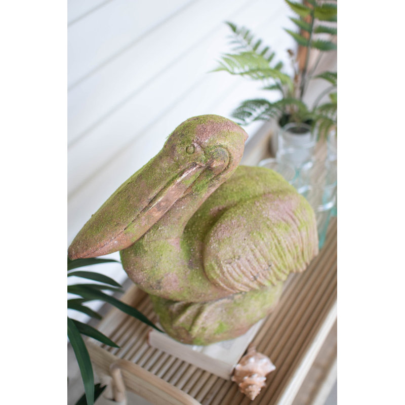  Decorative Faux Concrete Pelican – 16" Tall Coastal Accent