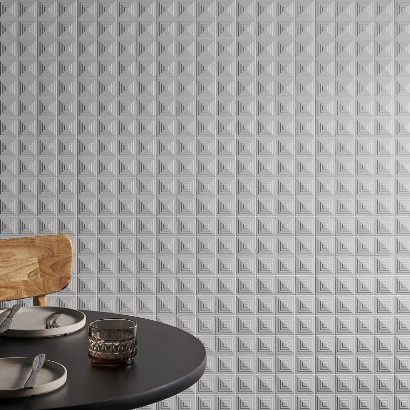 Level Pyramid 7.87" x 15.74" Ceramic Patterned Tile, White
