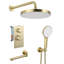 Luxury 3-function Shower System Set - Solid Brass Control Valve, 10" Overhead Shower, 3-spray Handheld, With Bathtub Spout-117392999