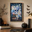 Impression sur toile, crâne floral bleu avec lys blancs et rose d'Halloween-1135047761