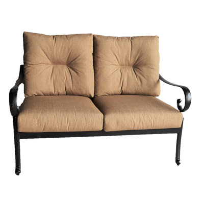 Poulin Loveseat with Sunbrella Cushions by Fleur De Lis Living