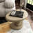 Jahmaal Curved Glossy Pedestal Side Table-1850944285