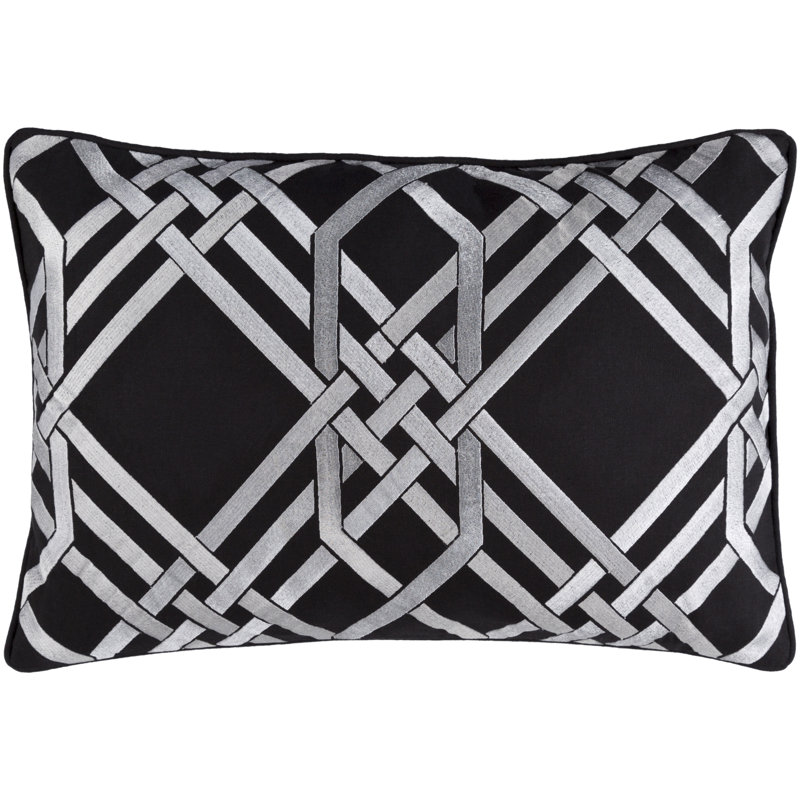 Geometric Linen Throw Pillow, Cobalt/Sky Blue