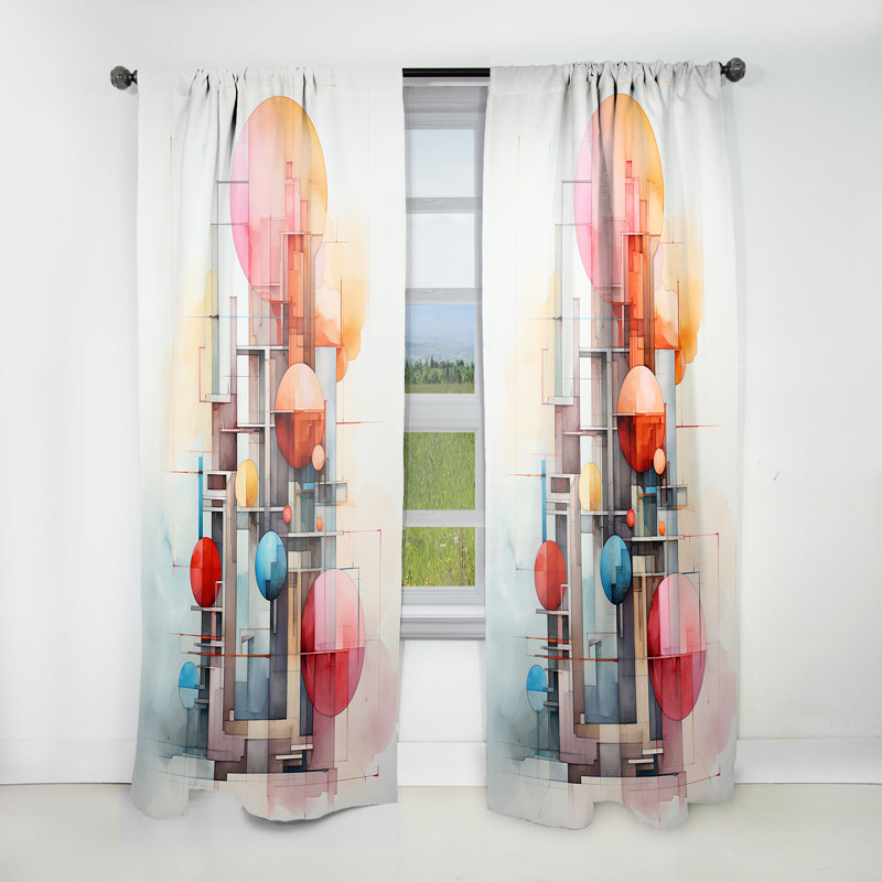 Glenshire Constructivism Spatial Dynamics Interplay - Rideau moderne - Velours obscurcissant - 1 panneau, L 52 po x L 108 po