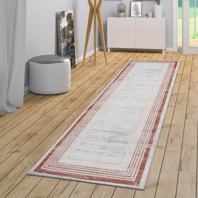 Tapis 2 x 8 avec résistance aux taches - sans perte de poils, animal de compagnie - pour la salle à manger, bureau brun / coton