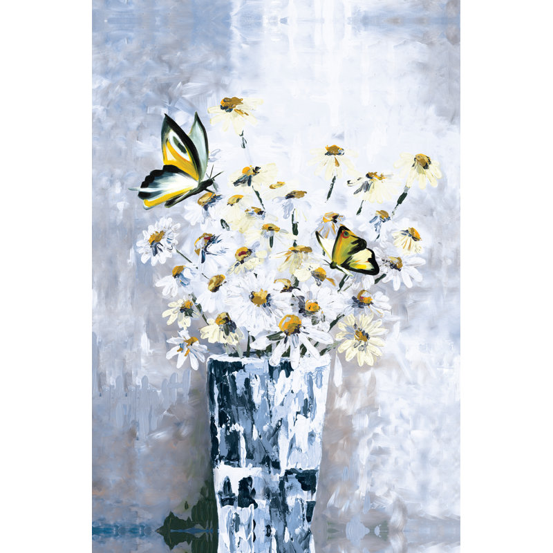 Abstract Butterfly Flowers - Wrapped Canvas Painting, 76cm H x 51cm W x 3.8cm D