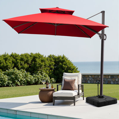 128'' Square Cantilever Umbrella with Easy-Move Base | One-Person Mobility