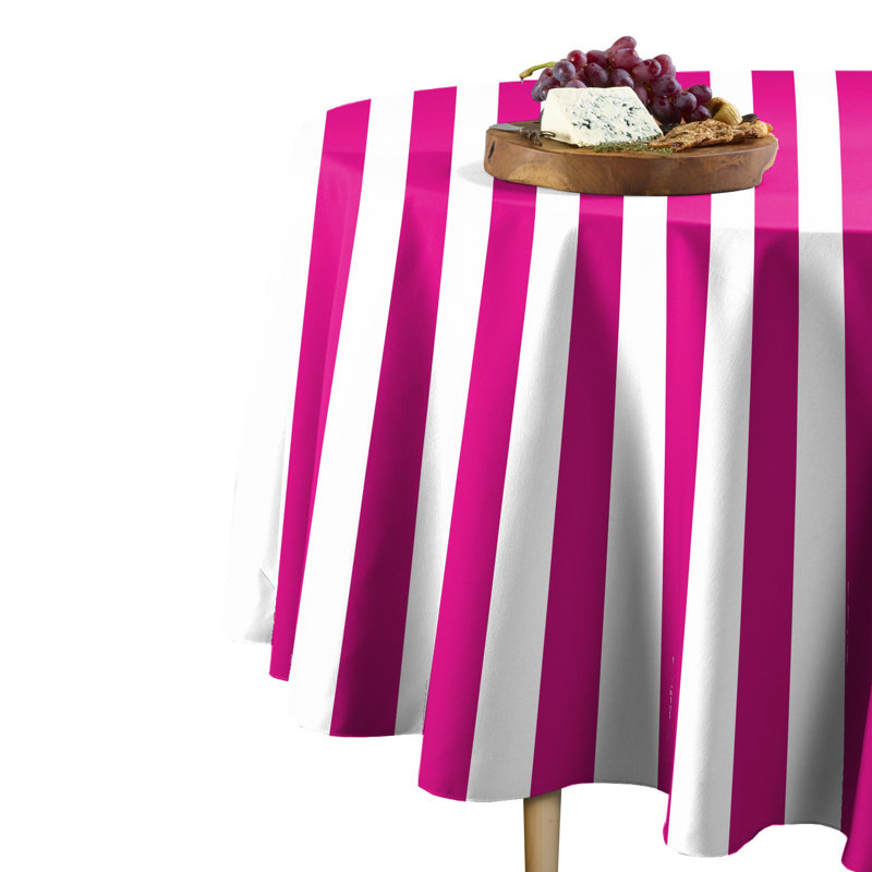 Sam Stripe Tablecloth, 70" L x 70" W, Fuchsia
