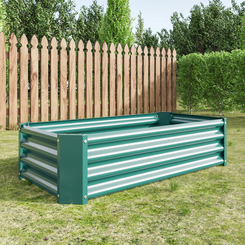 2PCS Lit de jardin surélevé en métal vert 4 × 2 × 1Ft, pot de fleurs surélevé rectangulaire pour plantes, herbes, Vert