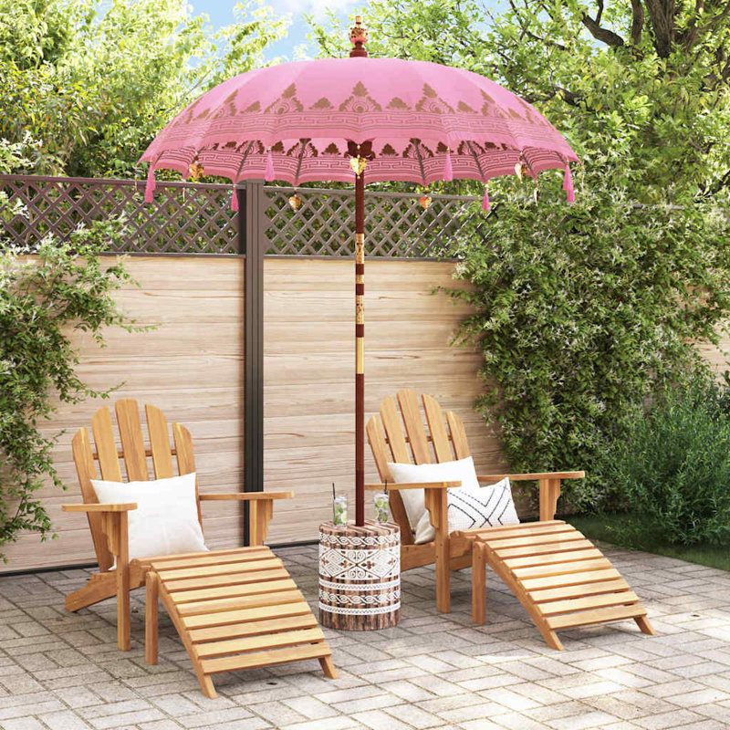 Balinese Parasol Cotton, Solid Wood, 260cm H x 185cm W x 185cm D, Pink