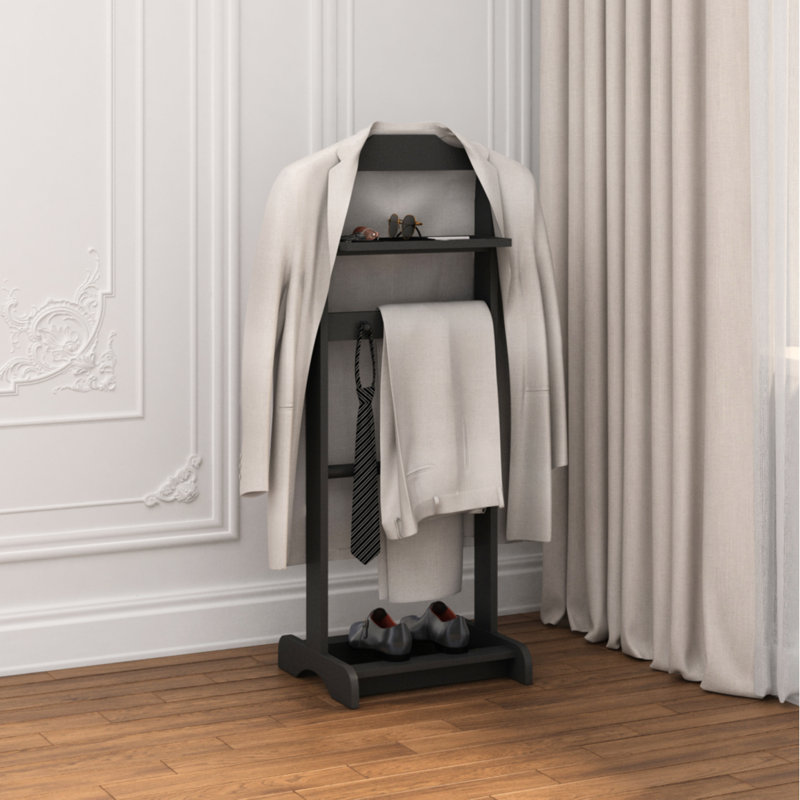 Portant à vêtements décoratif, support à vêtements avec organisateur de rangement, finition, Noir