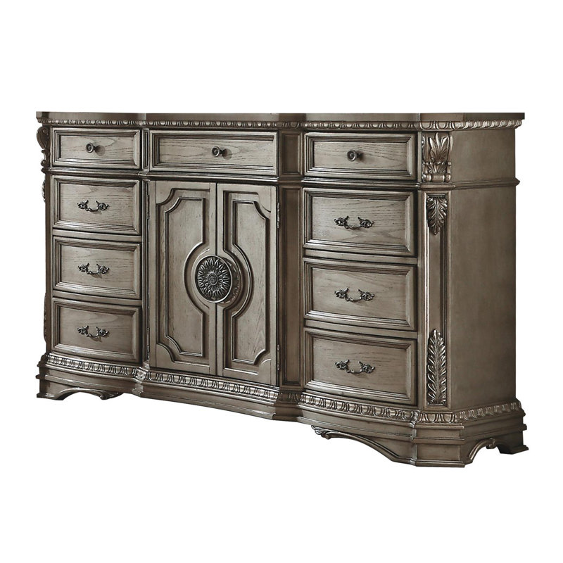 Commode 5 tiroirs Midville, Argent antique