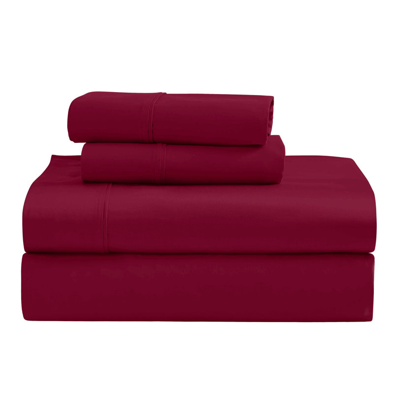 Blue Nile Mills 1200 Thread Count 100% Egyptian Cotton Deep Pocket Sheet Set, California King, Burgundy
