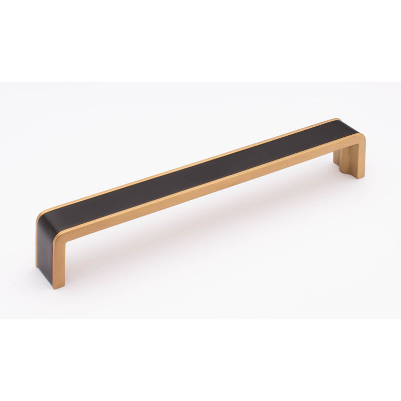 Fusion 8" CTC Matte Black/Satin Brass Decorative Cabinet Hardware Bar Pull, Matte Black/Satin Brass