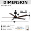 Ventilateur de plafond standard Tuscan 56 po, noir mat, avec tige de suspension, 5 pales, éclairage DEL à intensité variable, moteur CC et télécommande.