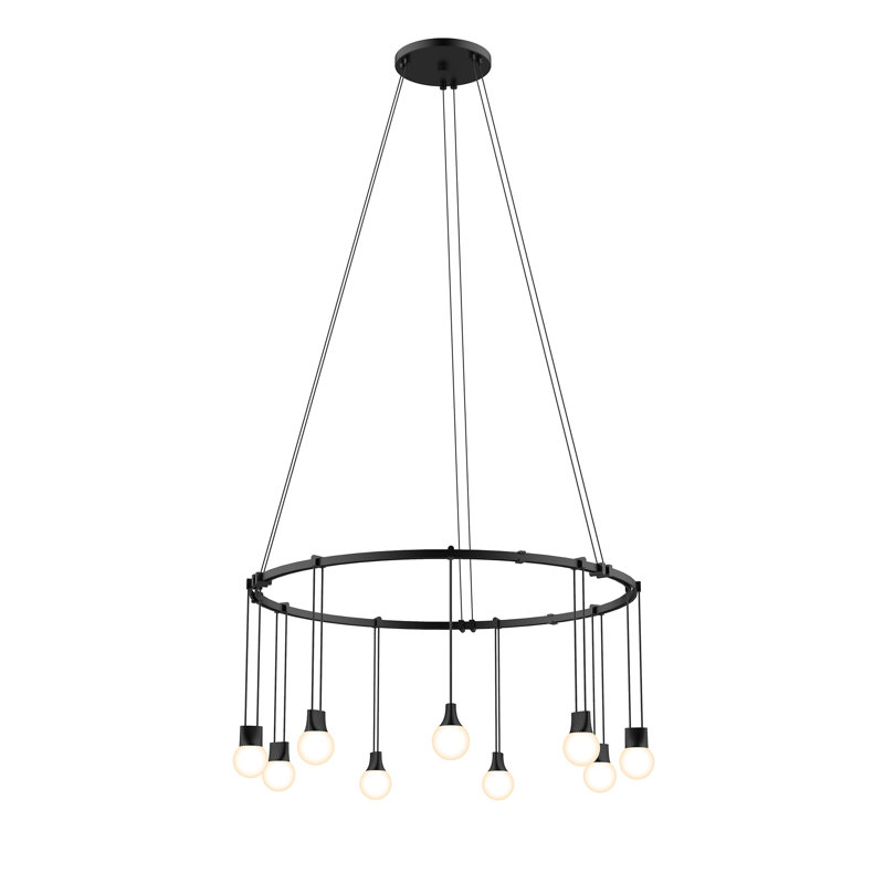 Satin Black 24" Modular LED Wagon Wheel Chandelier
