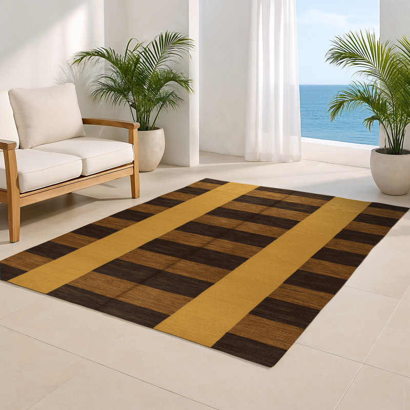 Tapis d'intérieur et d'extérieur à carreaux brun, Rectangle 4pi x 6 pi