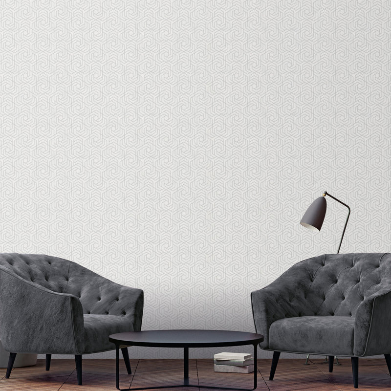 Hex Geometric Wallpaper, Silver/Off White