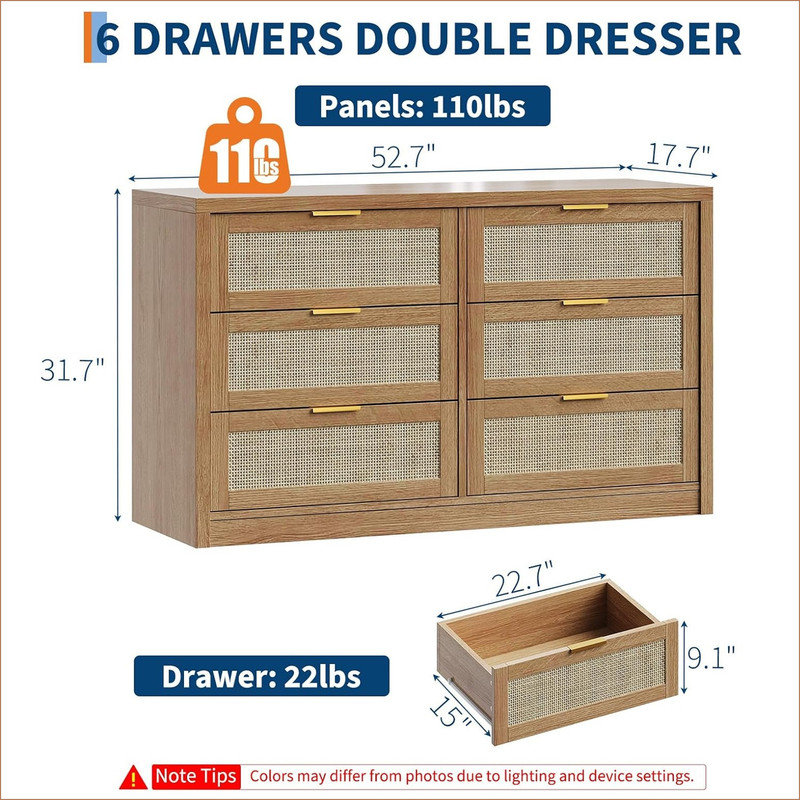 133.9 cm W Chest of 6 Drawers