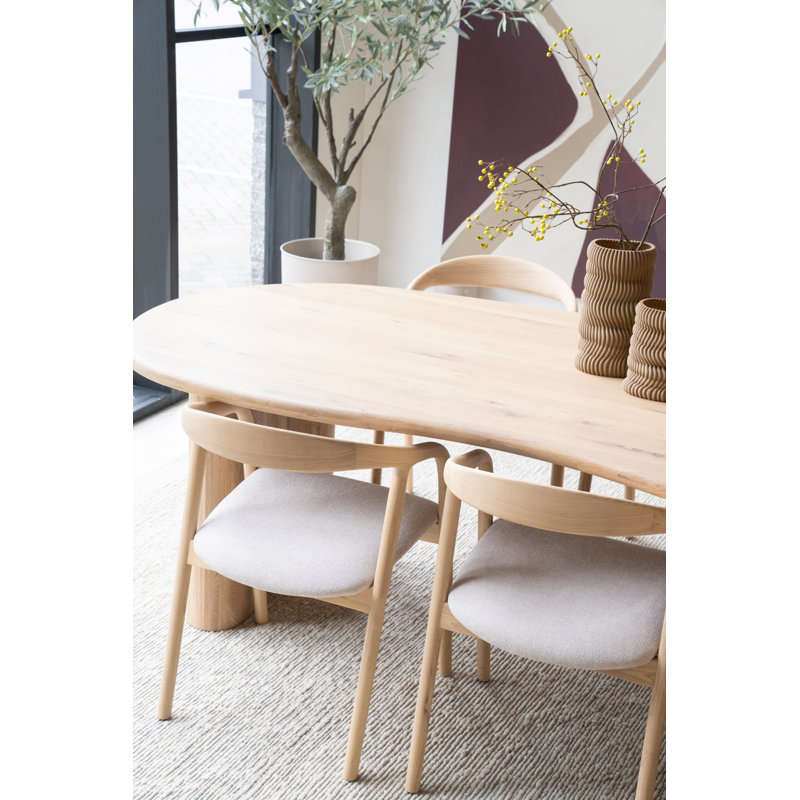 Dining Table Oval Solid Oak Dining Table, 30"H x 43"L x 98"W, Natural