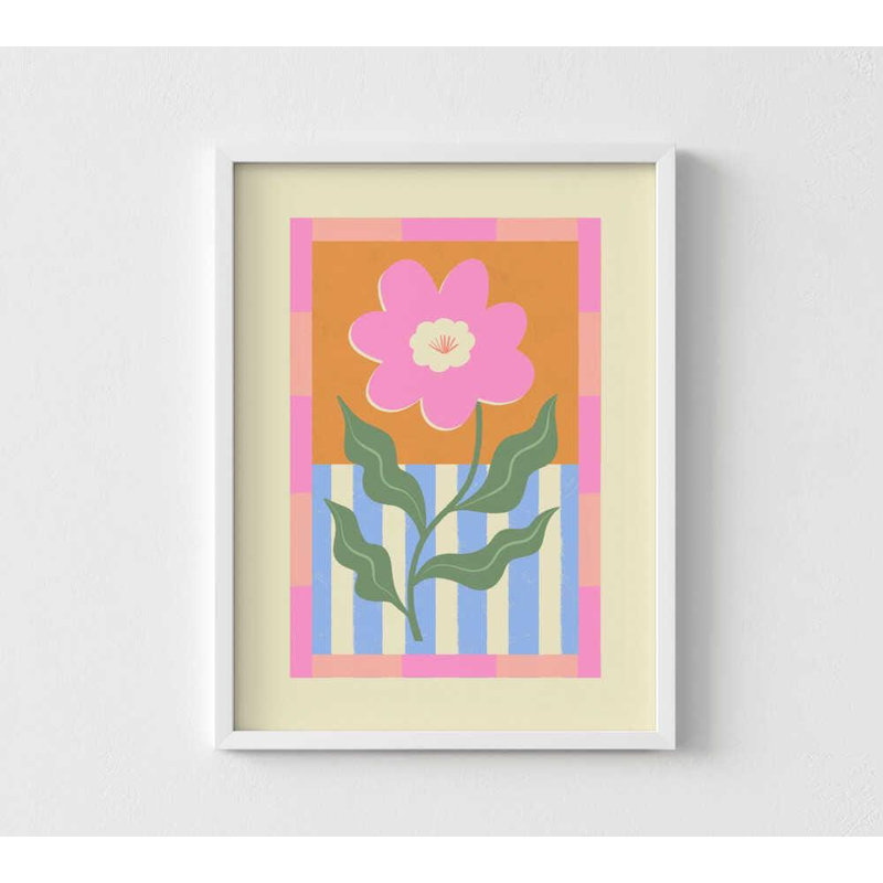«Bold Blossom», reproduction d'art floral moderne, H 16 po x l 12 po, Impression encadrée sans passe-partout, Blanc