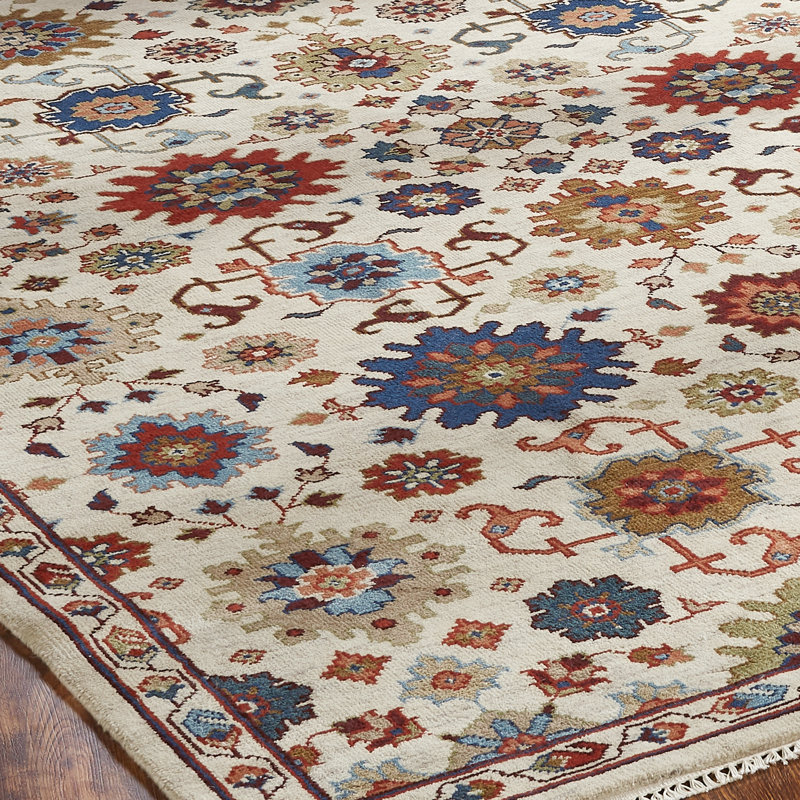 Schoenberg Handmade Wool Oriental Area Rug, Rectangle 6' x 9'